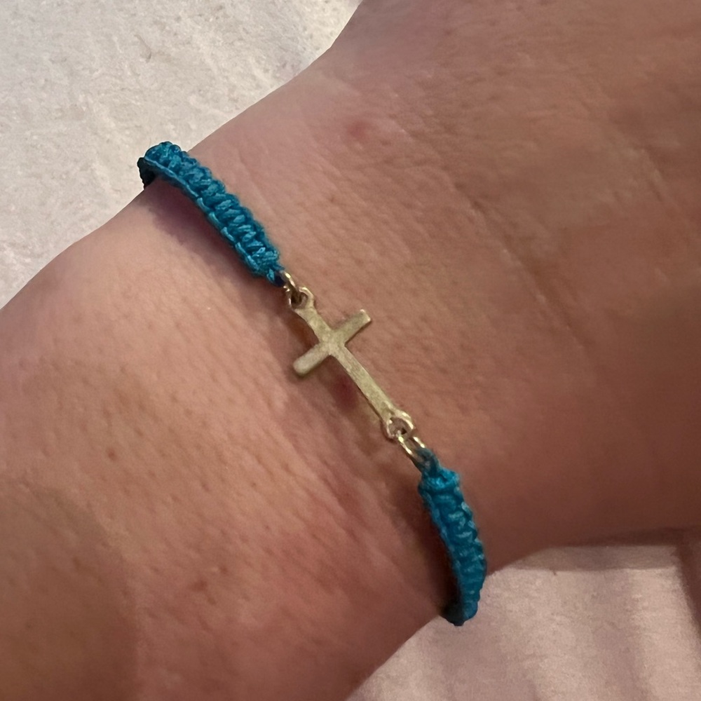 Blue Woven Cross bracelet